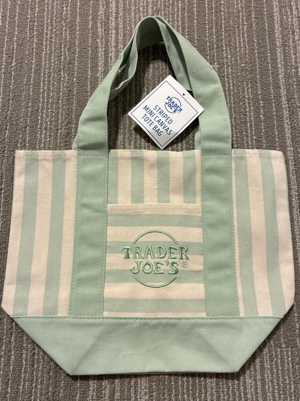 Trader Joe's Striped Mini Canvas Tote Bag